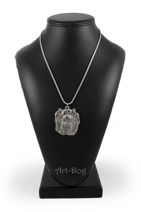 Colier cu pandantiv cap caine, Art-Dog, argintiu, 50cm, aliaj/argint