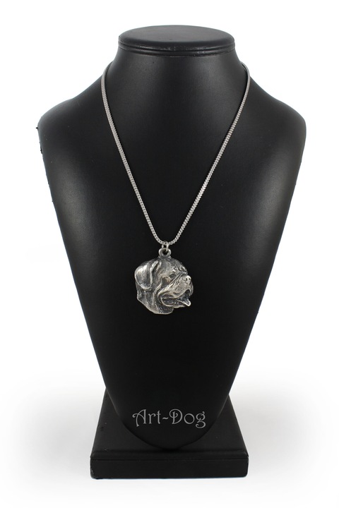 Colier Art-Dog cu pandantiv cap de caine Dogue de Bordeaux, argintiu, 50cm, zinc/aliaj/argint