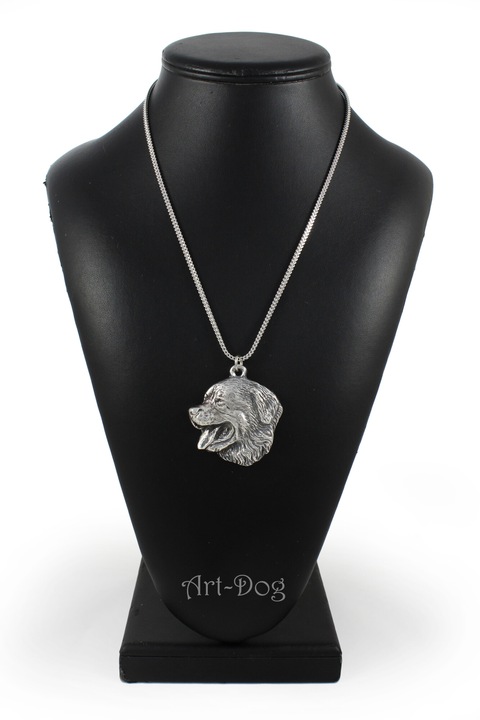 Colier cu pandantiv cap caine, Art-Dog, argintiu, 50cm, zinc/aliaj/argint