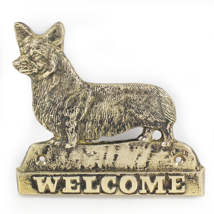 Placa de bun venit din alama, Art-Dog, decorativa, unica, 20x30cm