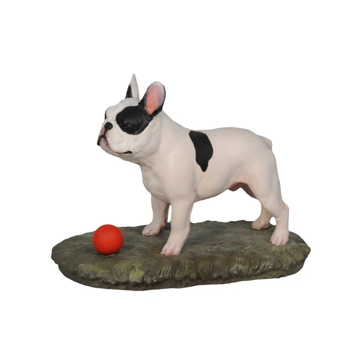 Statueta decorativa Bulldog Francez cu minge, Art-Dog, epoxidica, personalizabila, editie limitata