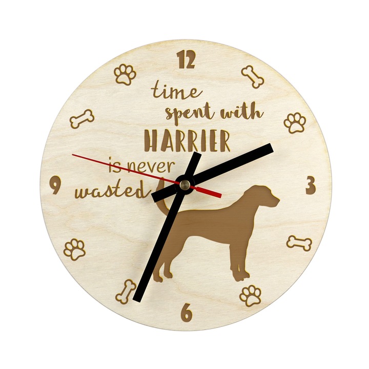 Személyre szabott dekoratív óra kutyabarátoknak, Art-Dog, 30 cm, nyír rétegelt lemezből, önösszeszerelő készlet