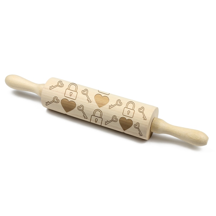 Sucitoare din lemn gravata, Art-Dog, 40cm, pentru decorarea biscuitilor, design original