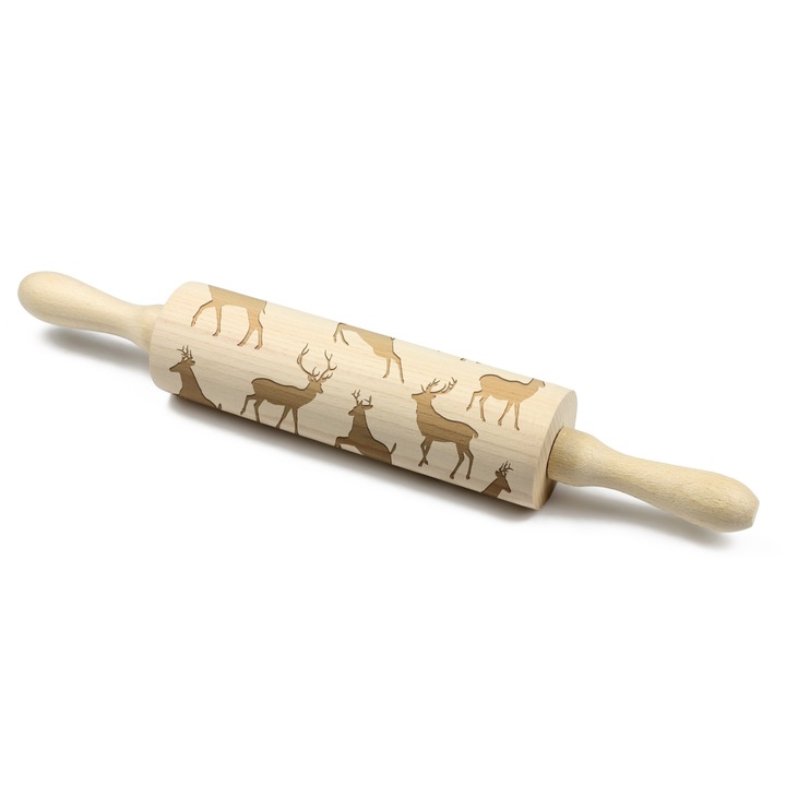 Art-Dog gravírozott sodrófa, szarvas mintás, bükkfa, 40cm