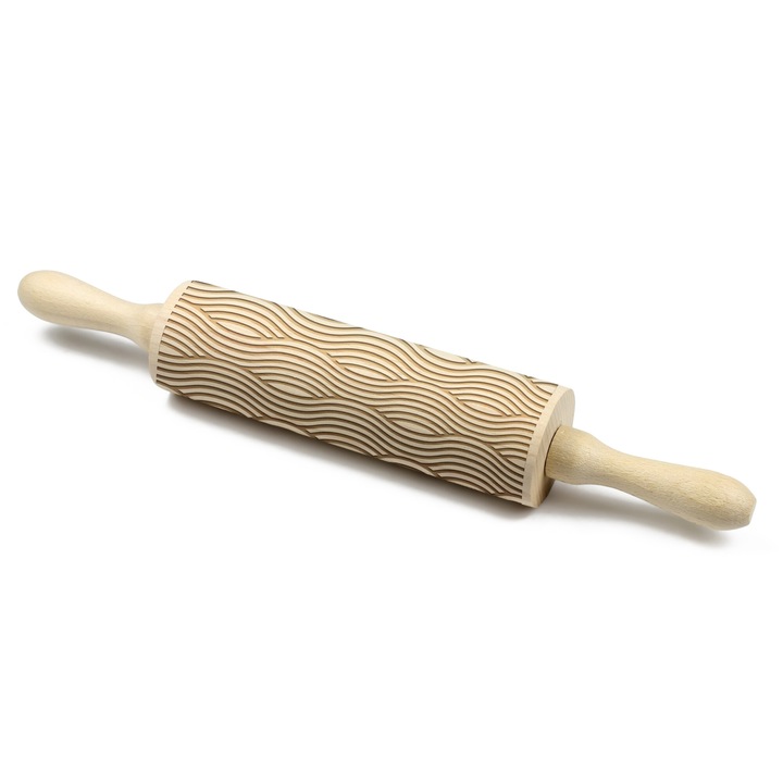 Sucitor gravat Waves 4, Art-Dog, 40cm, lemn de fag, pentru decorarea biscuitilor