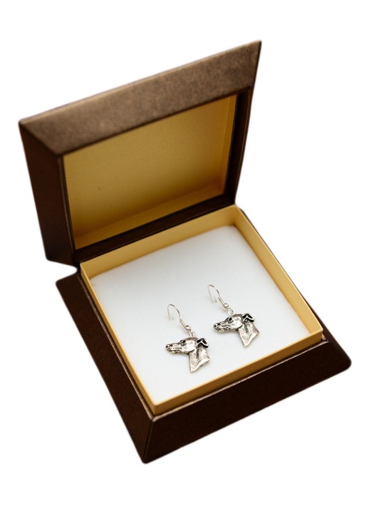 Cercei Art-Dog, motiv caine Pekingese, argintiati, hipoalergenici