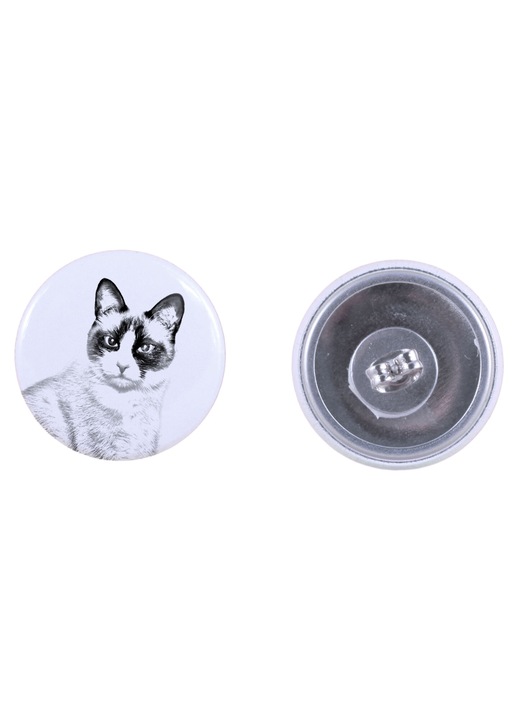 Cercei/pin Art-Dog, model Snowshoe metal, diametru 2.5cm