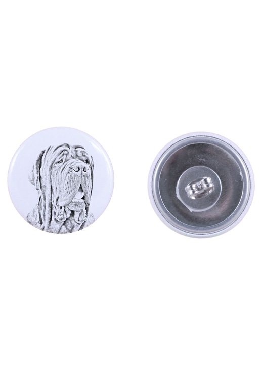 Pereche cercei/pinuri Art-Dog, model Neapolitan Mastiff, Mastino Napoletano metal, diametru 2.5cm