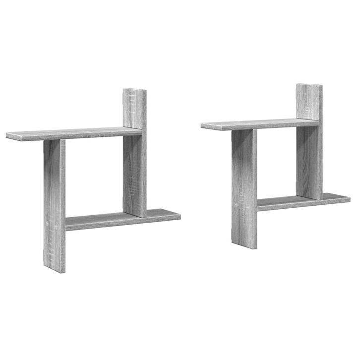 VidaXL 2 db szürke sonoma színű szerelt fa fali polc 50 x 12 x 50 cm 2.95 kg