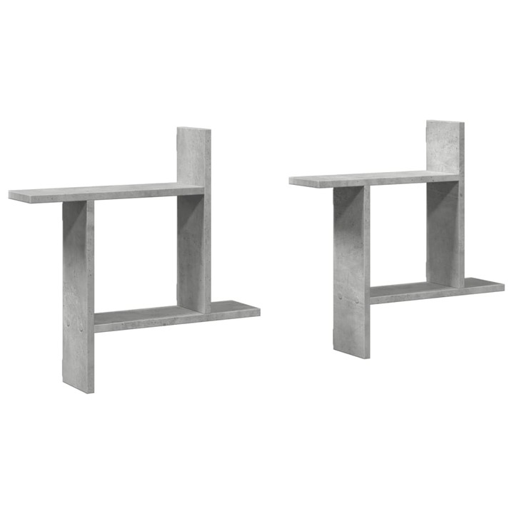 VidaXL 2 db betonszürke szerelt fa fali polc 50 x 12 x 50 cm 2.95 kg
