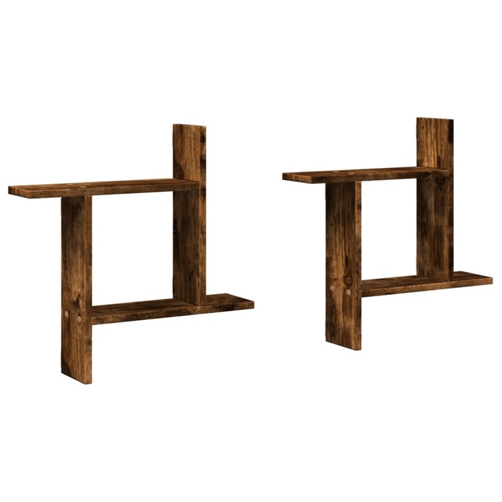 VidaXL 2 db füstös tölgy színű szerelt fa fali polc 50 x 12 x 50 cm 2.95 kg