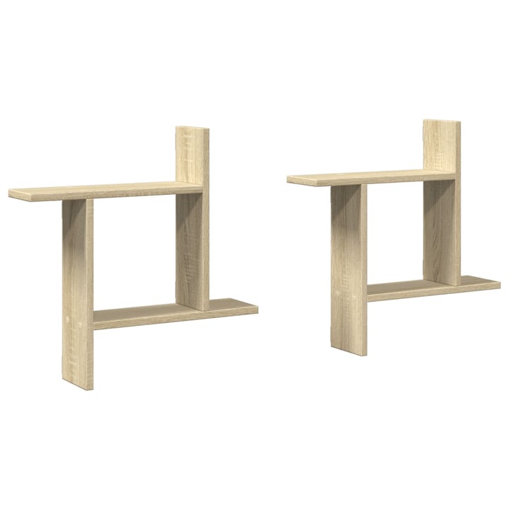 VidaXL 2 db sonoma tölgy színű szerelt fa fali polc 50 x 12 x 50 cm 2.95 kg