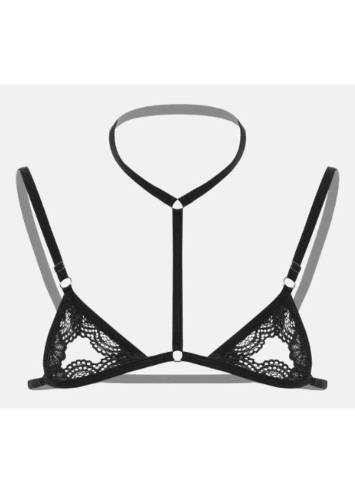 Set lenjerie sexy barbati, Healife, sutien mini din dantela, fara burete, negru, L