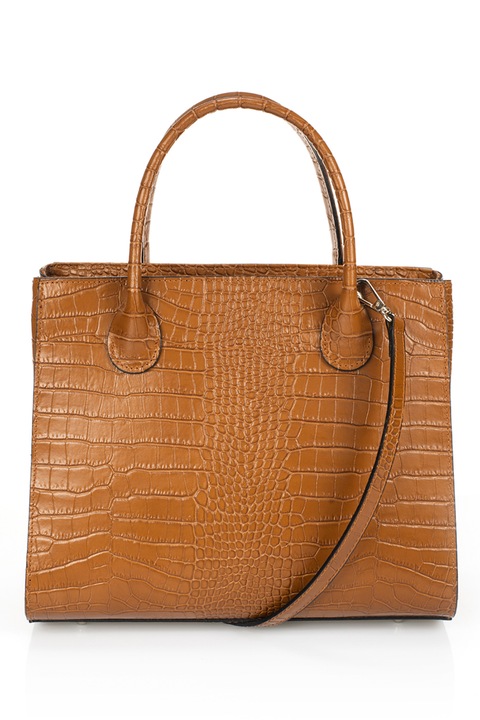 Massimo Castelli, Geanta tote de piele cu model piele de crocodil, Maro