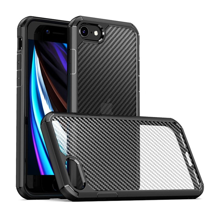 fixGuard CarbonFuse tok iPhone 7 / 8 / SE 2, SE 2020 / SE 3, SE 2022 telefonokhoz - Fekete