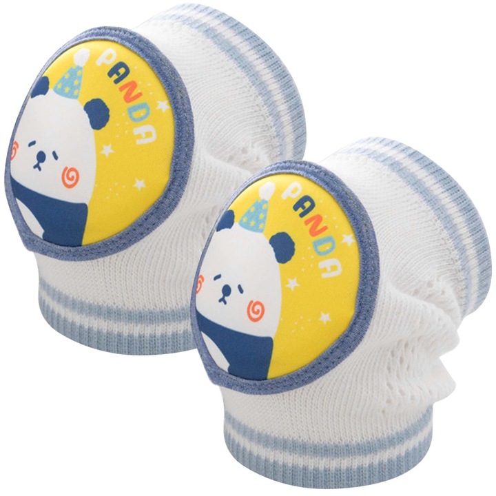 JENUOS Gyerek térdvédő, 0-4 év, ütközésgátló, légáteresztő pamut, panda mintás, sárga, 18-28cm