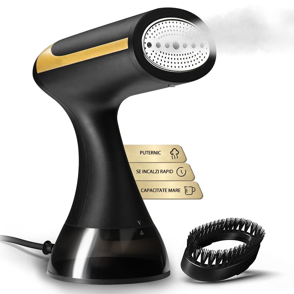 Calcat cu abur,1 buc, portabil pliabil 1500W cu maner, uz casnic、calatorii mini, negru