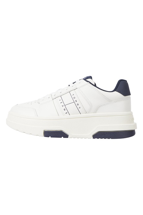 Tommy Jeans, The Brooklyn bőrsneaker, Fehér/Tengerészkék
