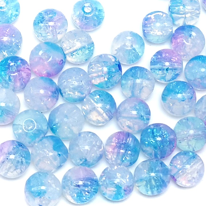 Set de 50 margele din sticla 8mm, BGHYHYHI, albastru