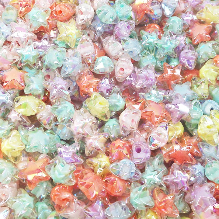 Set de 60 margele acrilice in forma de stea, BGHYHYHI, culori mixte, 16x16x9mm