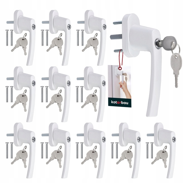 Set 12 manere albe pentru feronerie cu blocare, aluminiu, 35mm x 132mm