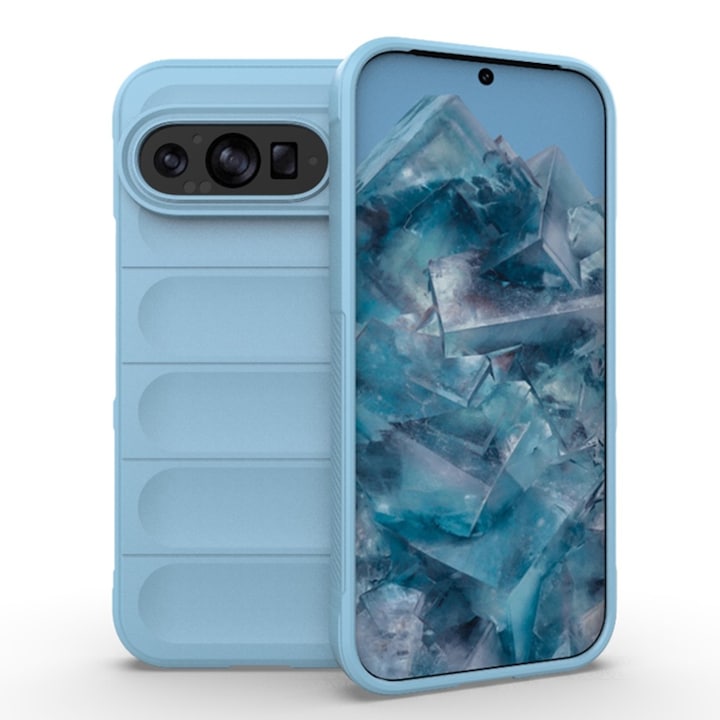 Husa pentru Google Pixel 9 Pro DaDen® Magic Shield, Antisoc, Interior microfibra, TPU, Albastru