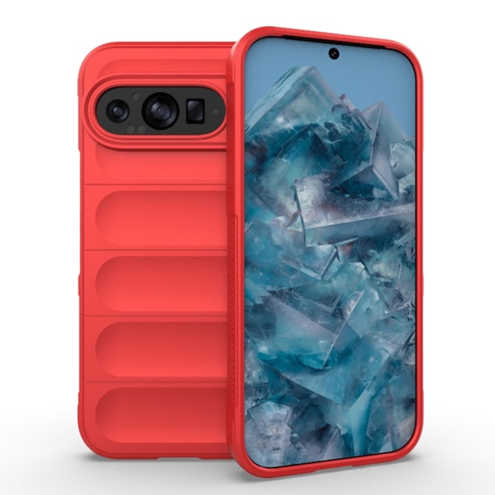 Husa pentru Google Pixel 9 Pro XL DaDen® Magic Shield, Antisoc, Interior microfibra, TPU, Rosu