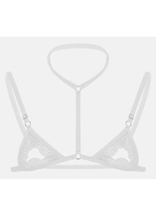 Set lenjerie sexy Healife, top mini fara burete, dantela, alb, L