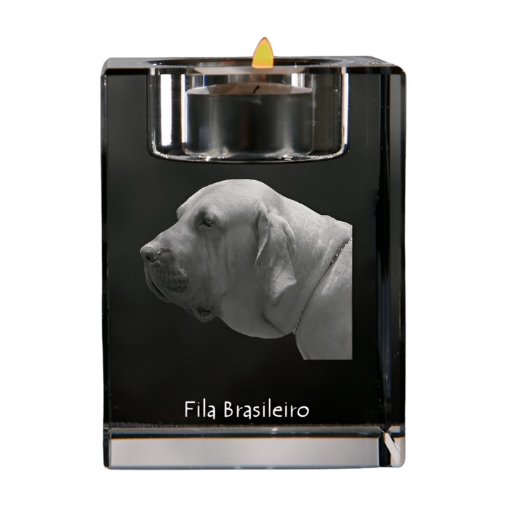 Поставка за свещи от кристал, Art-Dog, персонализирана със снимка на куче, 8x6x6 см