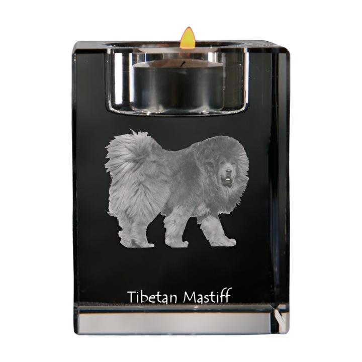 Személyre szabott kristály gyertyatartó kutyafotóval, 8x6x6 cm, Art-Dog