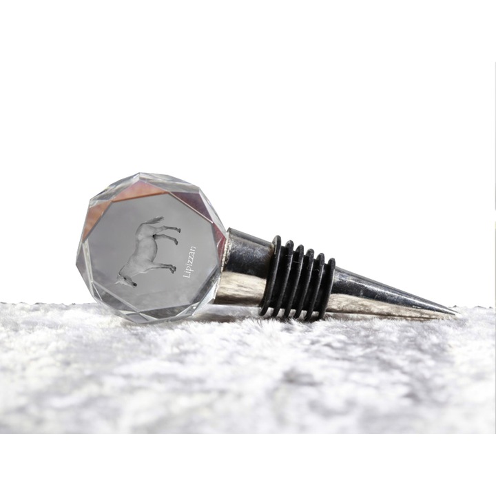 Персонализирана стъклена тапа Art-Dog, с изображение на кон, 10,3см, оптичен кристал, комплект за любители на животни