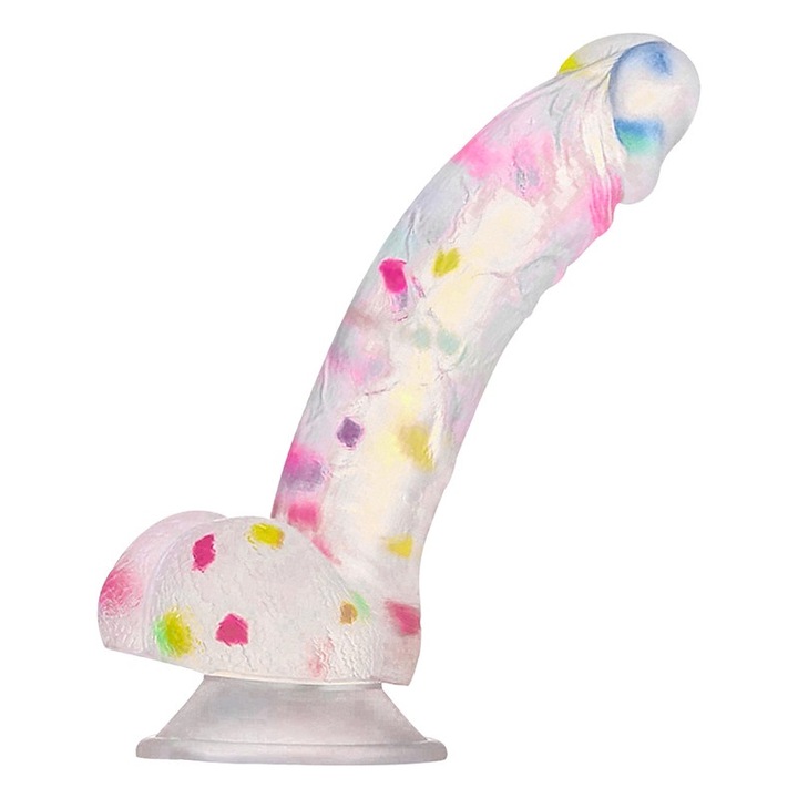 Confetti Realistic Dildo, Orvosi Szilikon, Erős Szívókorong, 20cm, Többszínű