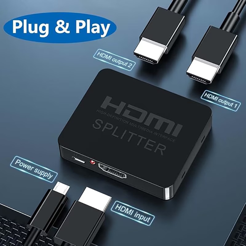 Splitter HDMI 1x2 4K cu Amplificator GizMondo® 1 In 2 Out HDMI