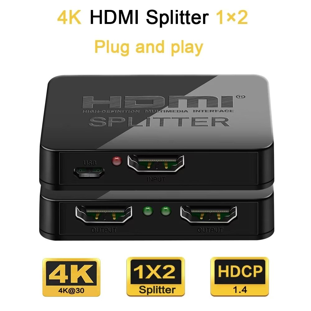 Splitter HDMI 1x2 4K cu Amplificator GizMondo® 1 In 2 Out HDMI