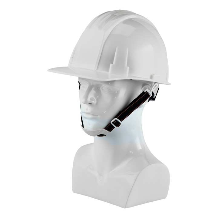 Каска Denzel, защитна, от ABS пластмаса, модел W-001, плавно регулируем размер, бял
