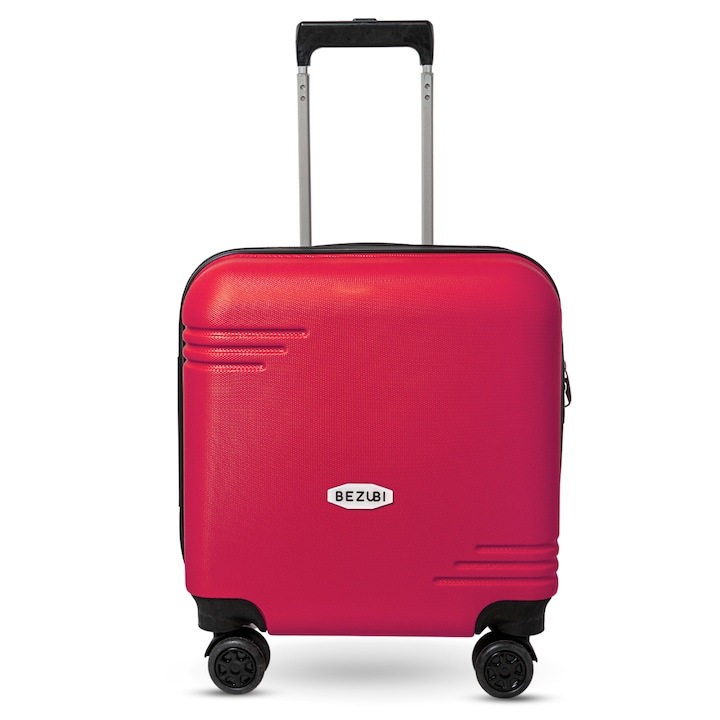 Bezubi Cabin Trolley On the Go, Wizz Air, Ryanair, 42x38x24, Куфар, обем 35 литра, телескопична дръжка, 2 отделения, 1 джоб, 4 безшумни двойни колела, въртене на 360 °, PIN сигурност, лесен за боравене, специален гъвкав PP, фуксия