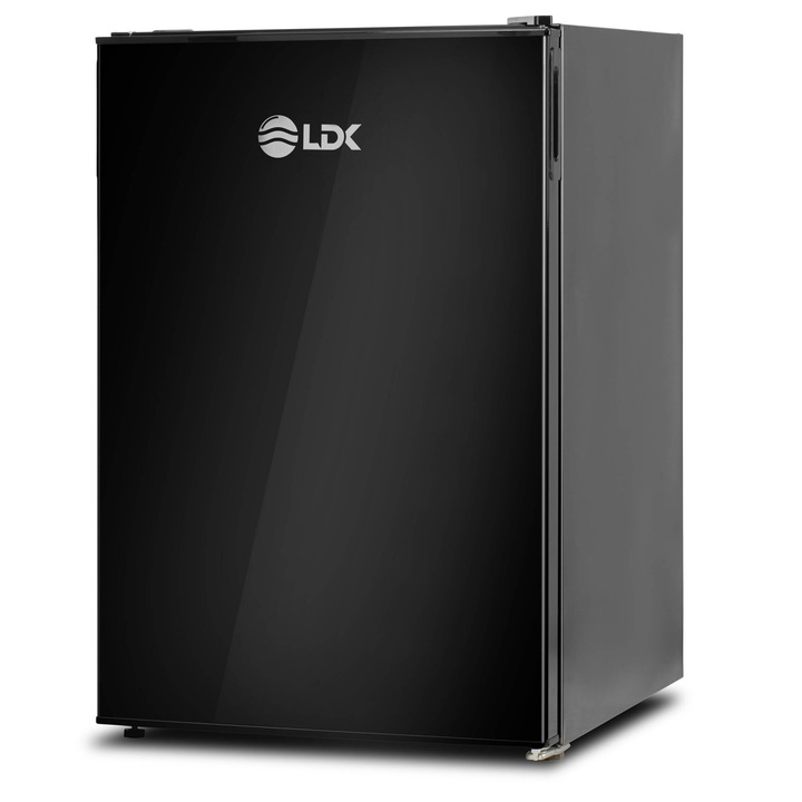 LDK F-125EBK egyajtós hűtőszekrény, 122 l, E energiaosztály, Állítható termosztát, LED világítás, Magasság 84 cm, Fekete