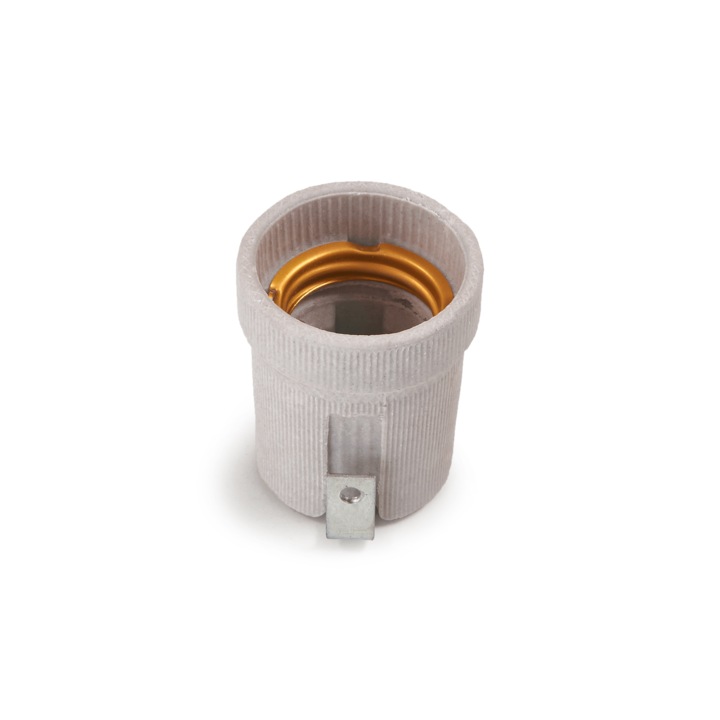 Soclu ceramic pentru bec E27 230V, cu maner