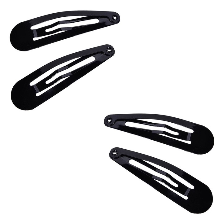 4 db-os Shopiens női hajcsat készlet, metál fekete, 5 cm