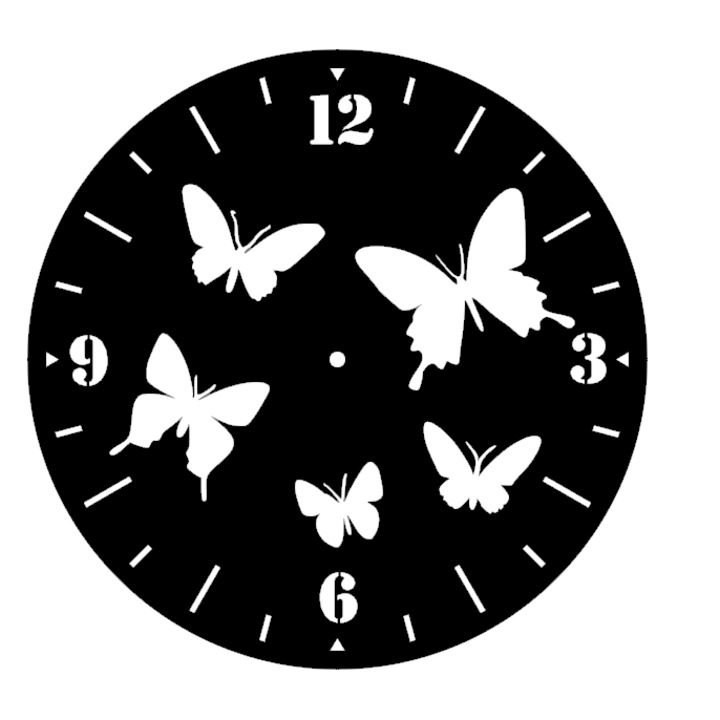 Ceas Fluturi, lemn, negru