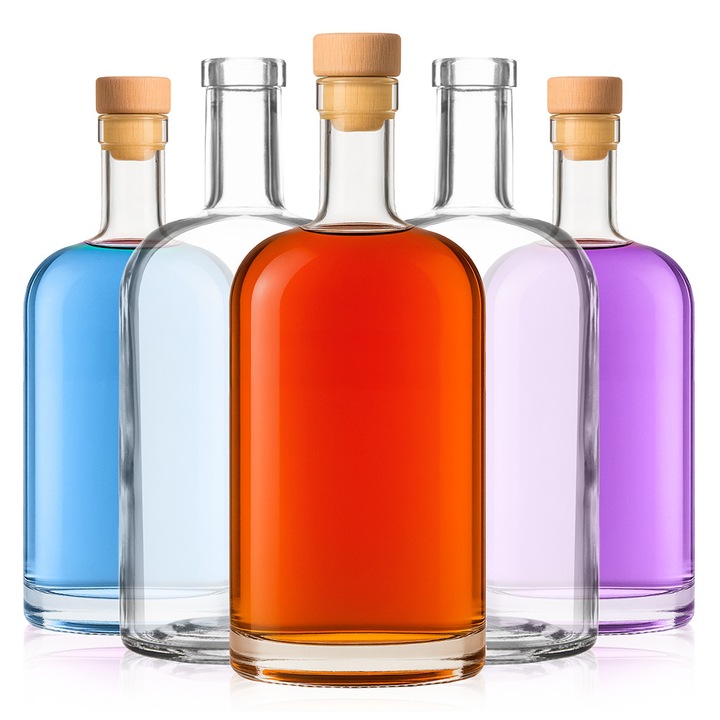 Set Sticle Din Sticla Cu Dop Sintetic, Superbutelki, Tadek, 700 ml, Pentru Depozitarea Vinului De Casa, Rezistente si Durabile, De Inalta Calitate, Etanse, 20.5 x 8 cm, 5 Buc