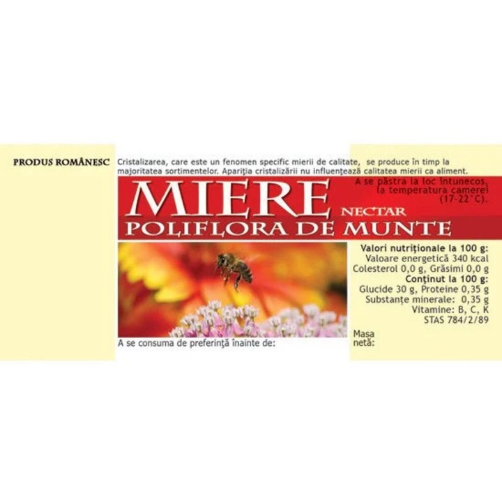 Etichete de miere Poliflora de munte