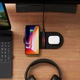 Incarcator wireless cu cablu USB, HyperX, Incarcare wireless pentru doua dispozitive, Indicatori LED care arata starea de incarcare, Adaptor AC inclus, Material: ABS, Negru
