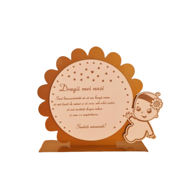 Trofeul Decorativ Premium CreativArt, personalizat pentru Nasii de Botez de Fetita