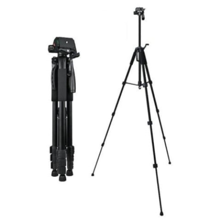 Trepied foto universal, pentru camere, GoPro, telefon, filet 1/4, inaltime maxima 180 cm, Dactylion®