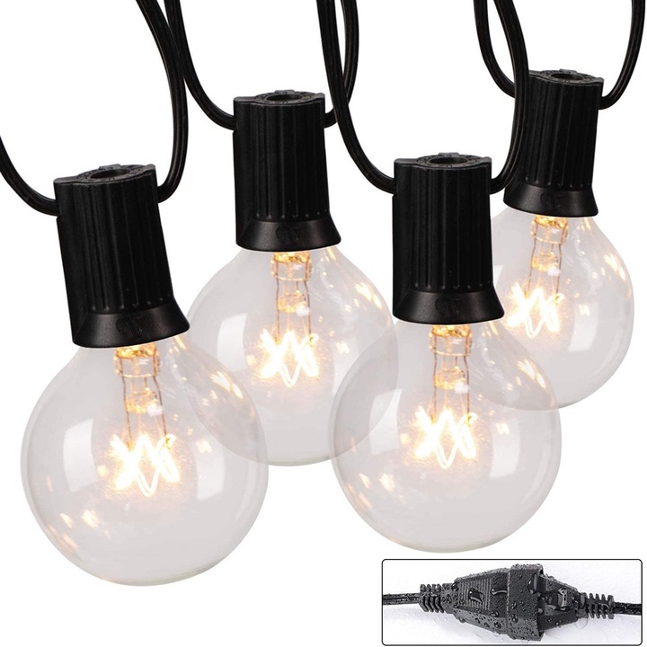 Ghirlanda decorativa, 10 prize, 80 becuri G40, IP44, Clasa E, 5 W, 3.2 m, Alb