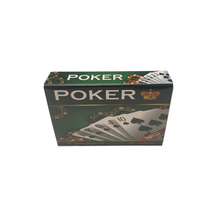 Carti de joc POKER, 100% plastic, ultrarezistente la apa, 54 bucati, standard international Poker Size 8.7x5.7 cm, albastru