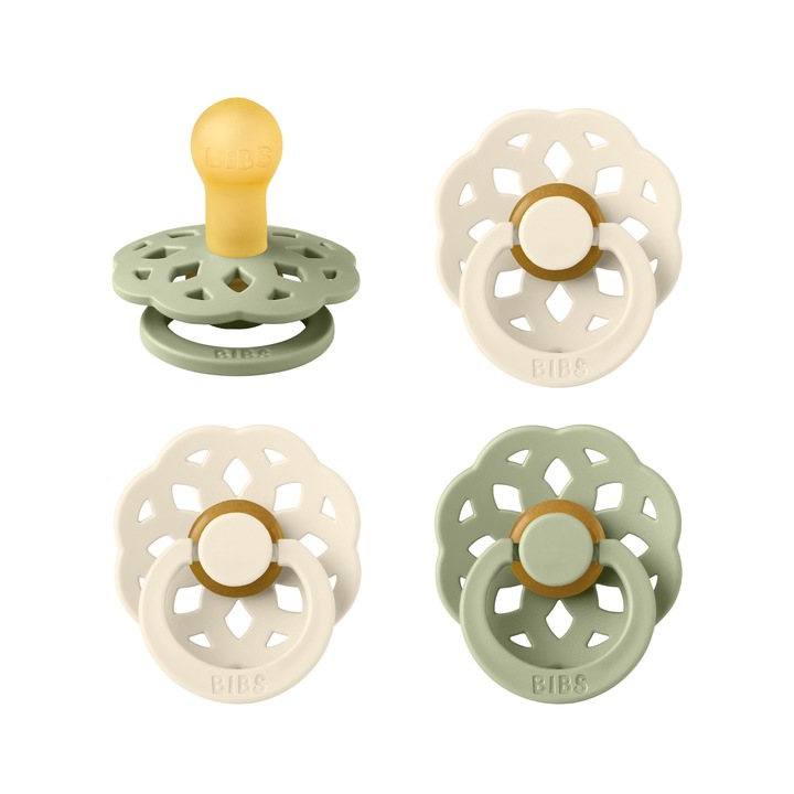 Pachet 4 Suzete Bibs Boheme, tetina rotunda, 0-6 Luni