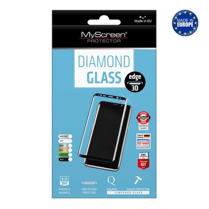 Myscreen Kijelzővédő üvegfólia (1 db-os, 3D full cover, íves, ultravékony előlap, edzett üveg, karcálló, 0.33 mm, 9H) FEKETE [Apple iPhone 7 ]