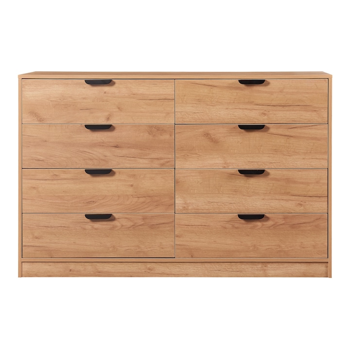 [en.casa] Komód PXAT-4327 Varkaus 90 x 140 x 40 cm MDF tölgy 8 fiókkal